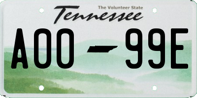 TN license plate A0099E