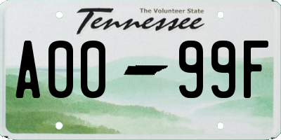 TN license plate A0099F