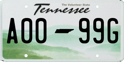 TN license plate A0099G