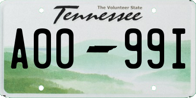 TN license plate A0099I