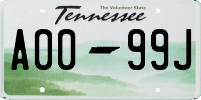 TN license plate A0099J