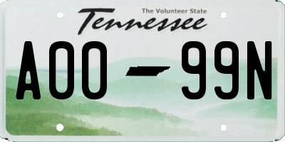 TN license plate A0099N