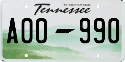 TN license plate A0099O