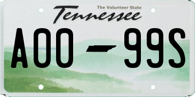 TN license plate A0099S
