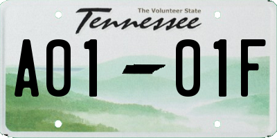 TN license plate A0101F