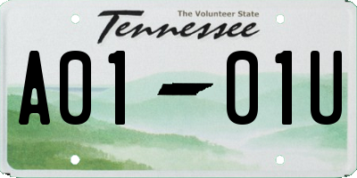 TN license plate A0101U