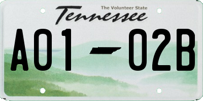 TN license plate A0102B