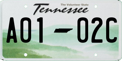 TN license plate A0102C