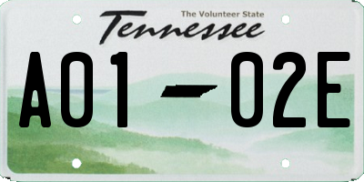 TN license plate A0102E