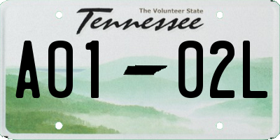 TN license plate A0102L