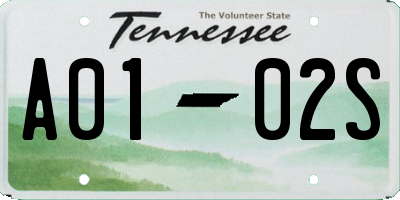 TN license plate A0102S