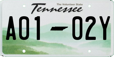 TN license plate A0102Y