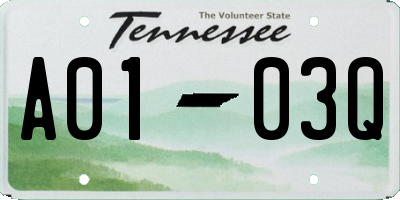 TN license plate A0103Q