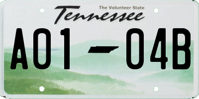 TN license plate A0104B
