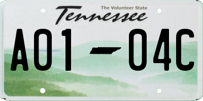 TN license plate A0104C