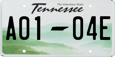 TN license plate A0104E