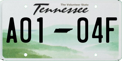 TN license plate A0104F