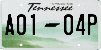 TN license plate A0104P