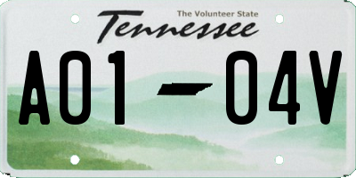 TN license plate A0104V