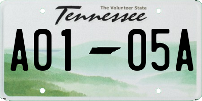 TN license plate A0105A