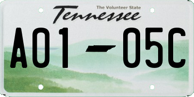 TN license plate A0105C