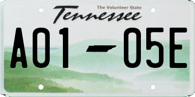 TN license plate A0105E