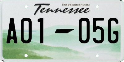 TN license plate A0105G