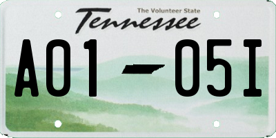 TN license plate A0105I