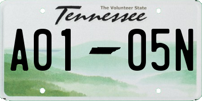 TN license plate A0105N