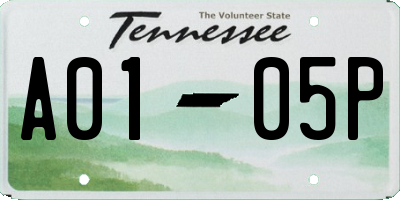 TN license plate A0105P