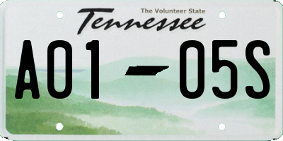TN license plate A0105S