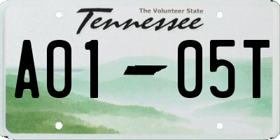 TN license plate A0105T