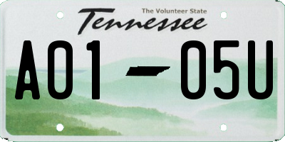 TN license plate A0105U