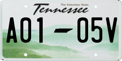 TN license plate A0105V