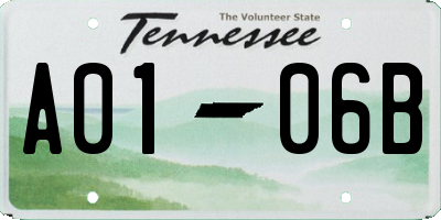 TN license plate A0106B