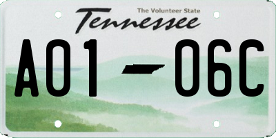 TN license plate A0106C