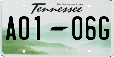 TN license plate A0106G