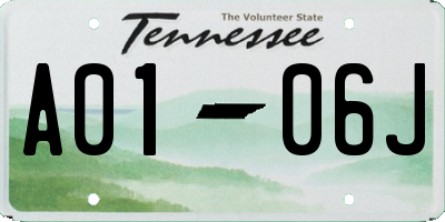 TN license plate A0106J