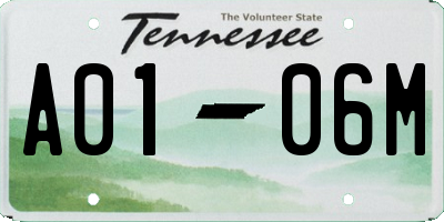 TN license plate A0106M