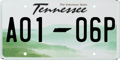 TN license plate A0106P