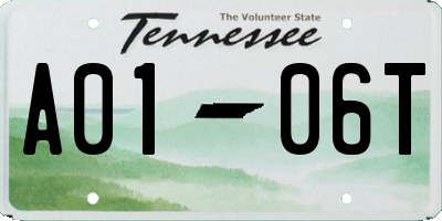 TN license plate A0106T