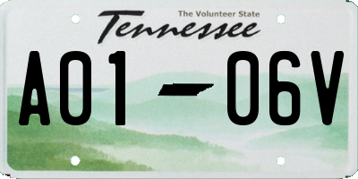TN license plate A0106V