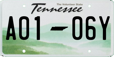 TN license plate A0106Y