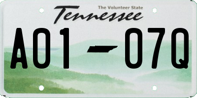 TN license plate A0107Q