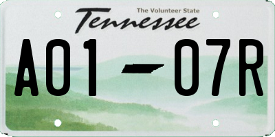 TN license plate A0107R