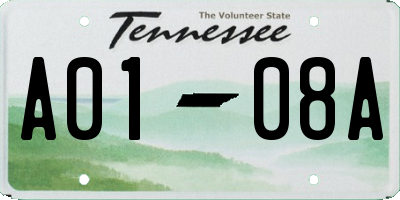 TN license plate A0108A