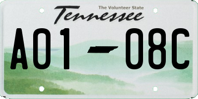 TN license plate A0108C