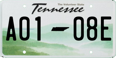 TN license plate A0108E