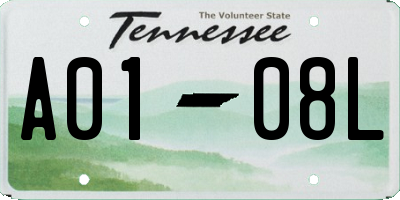 TN license plate A0108L