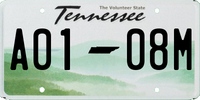 TN license plate A0108M